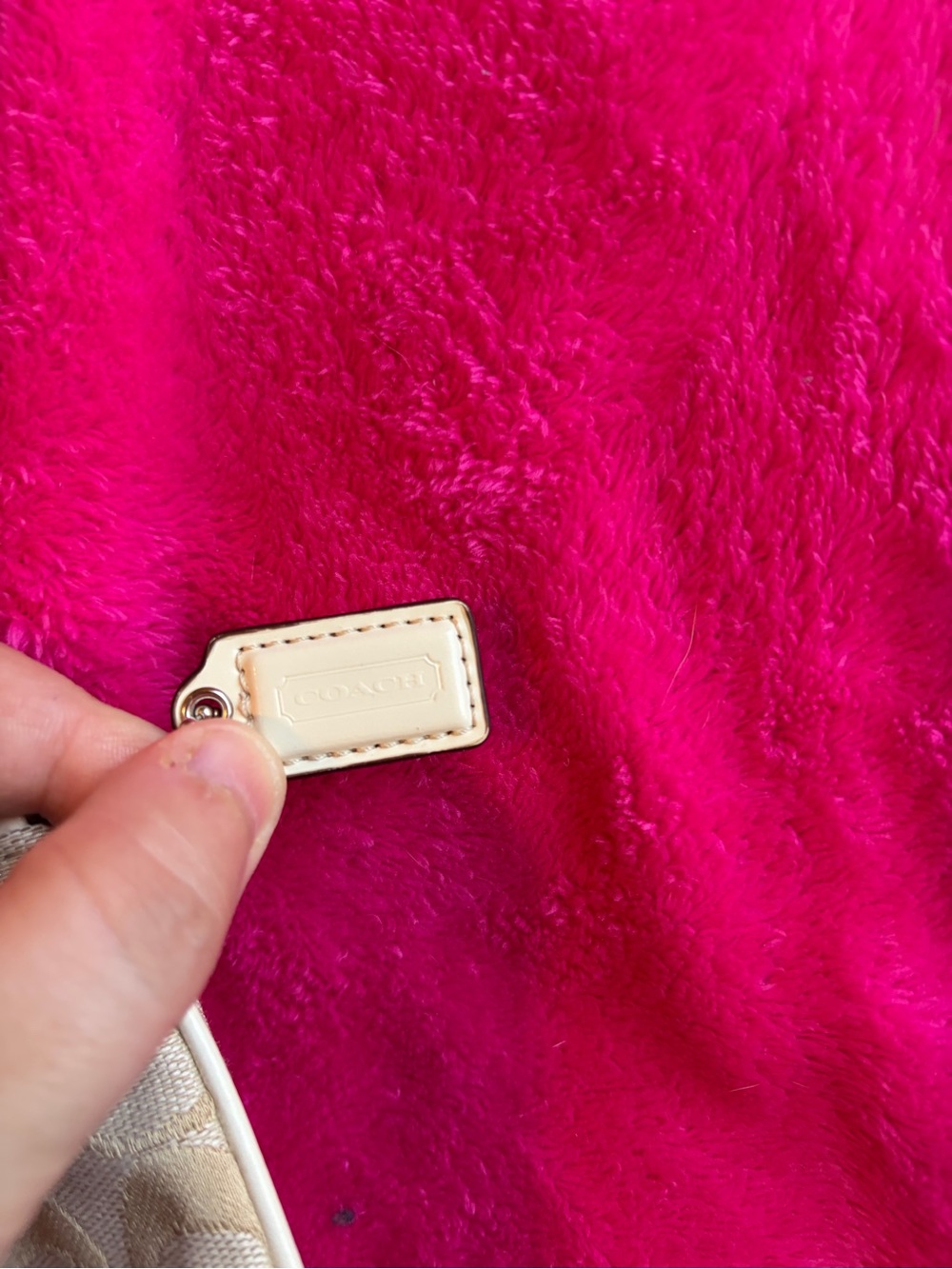 Coach Neutral Signature Small Wristlet in Khaki and Chalk - Picture 2 of 5